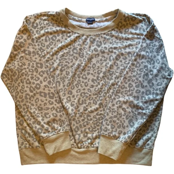 SPLENDID Oatmeal Leopard Animal Print Women’s Sweatshirt - SZ Large - Picture 6 of 10